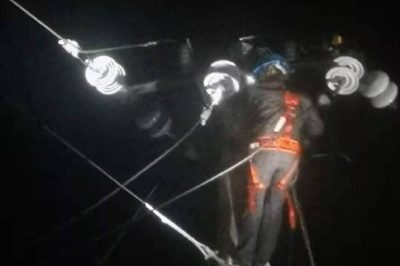 10千伏云溪線20-20號桿至20-24號桿之間遭雷擊斷線