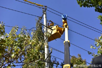 在淀山湖10千伏永南線4號(hào)桿開展搭接分支引線工作